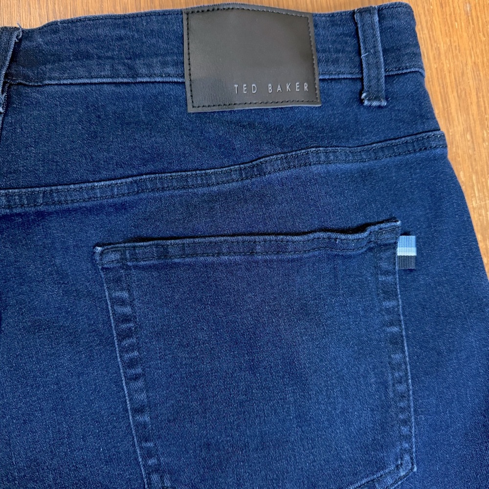 Ted Baker Mens Jeans 36x30 Dark Indigo Regular Straight Denim Collegiate Preppy